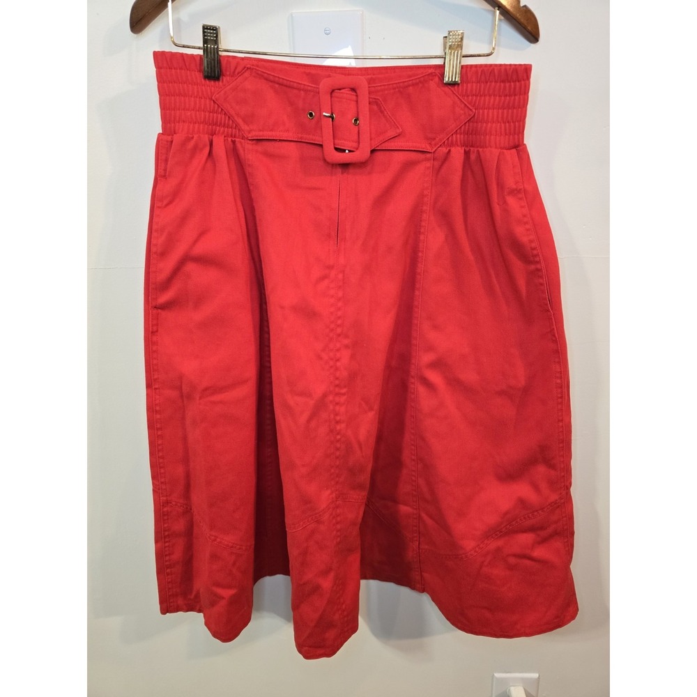 Vintage STARFIRE Red Skirt Womens‎ Size 12 Buckle Cottagecore Minimalist Midi